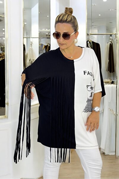 yagmurberen Mânecă liliac cu ciucuri, croială asimetrică, bluză de mărime mare, tricou tunică