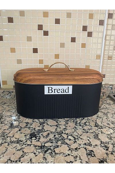 Sky Design Black Bamboo Look Cover Metal Bread Bowl