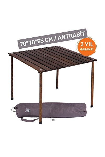 Bag The Joy 70x70x55 cm Ahşap Katlanır Rulo Kamp Masası | Piknik, Bahçe ve Ba...
