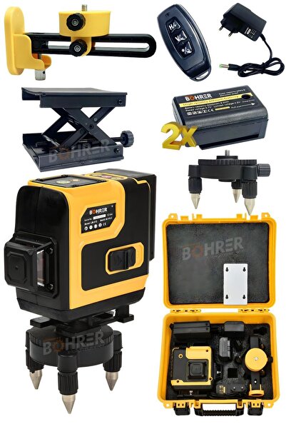 BÖHRER Çift Akülü 4 Köşe 3 Satır 12 Çizgi 360 Derece Yeşil Çizgi Profesyonel ...