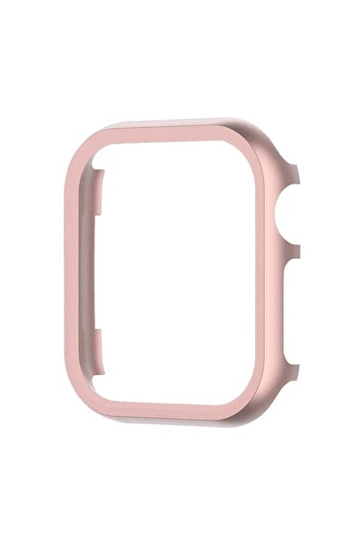 Quse Apple Watch Seri 9-8-7 41mm Uyumlu Alüminyum Metal Kasa Koruyucu Pembe
