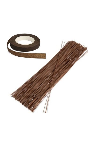 adin tasarım Flower Headband + Flower Wire 51 τεμάχια Flower Wire Wrap Band Καφέ Σετ στολισμού λουλουδιών