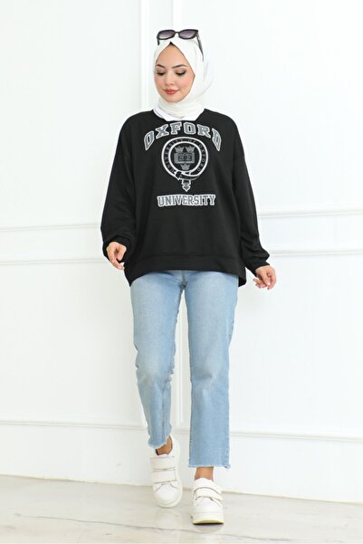 Bestenur Black Oxford Printed Tunic - Shirt Collar 1100