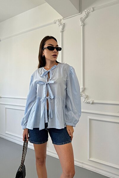 MAGARDE Blue Voile Tie Blouse