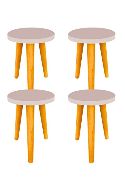 LİVA AHŞAP Saksı Taburesi 4 Adet Renk Sarı