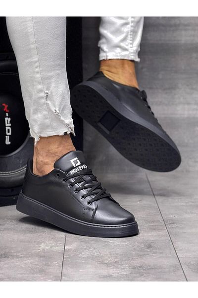 POLENS Piele flexibilă neagră - Pantofi sport casual ortopedici 100% piele