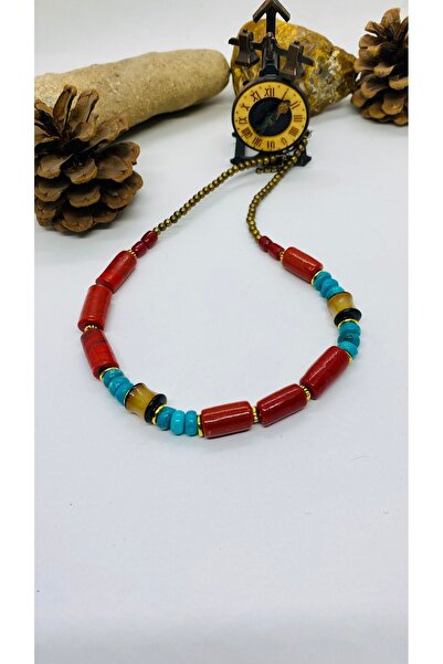 Porsuk Alternatif قلادة نسائية مصنوعة يدويًا من الخرز الخزفي الزجاجي الهندي