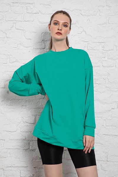 MyBen Unisex μακρυμάνικο φούτερ με δύο κλωστές γρασίδι υπερμεγέθη Irf062