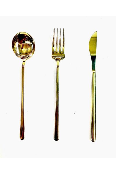 Yetkin Destino Milano 84 Piece Gold Spoon Knife Set