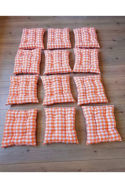 Marin Tasarım Evi 12 Pieces Orange Picnic and Cushion Set - 40x40 Cushion