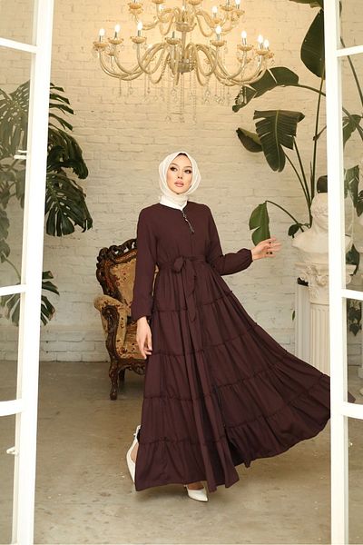 gülmedine Mevlana 4 Seasons Abaya с 5 слоя плисирана пола и набрани ръкави