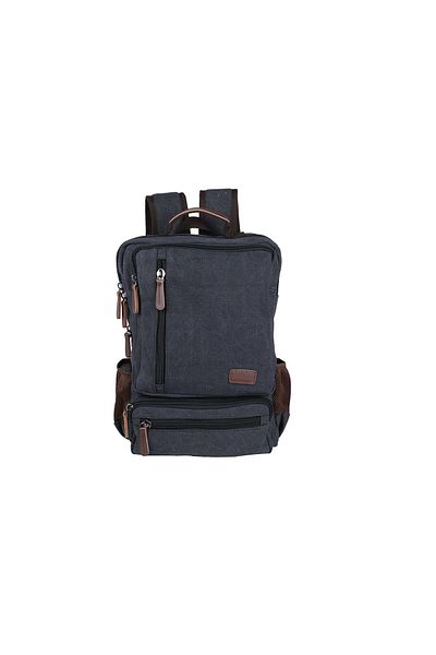 Bagacar Țesătură de pânză neagră - Rucsac pentru școală și zilnic cu compartiment pentru laptop