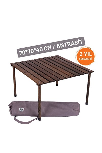Bag The Joy 70x70x40 cm Ahşap Katlanır Rulo Kamp Masası | Piknik, Bahçe ve Ba...