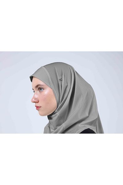 Ecardin Ultra Comfortable Dark Gray Sports Pro Hijab - Premium Model, Practical Porous Hijab Collar