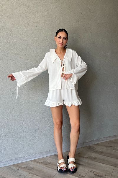Seda Yalçın Atelier Ecru Shorts - Frill Detailed