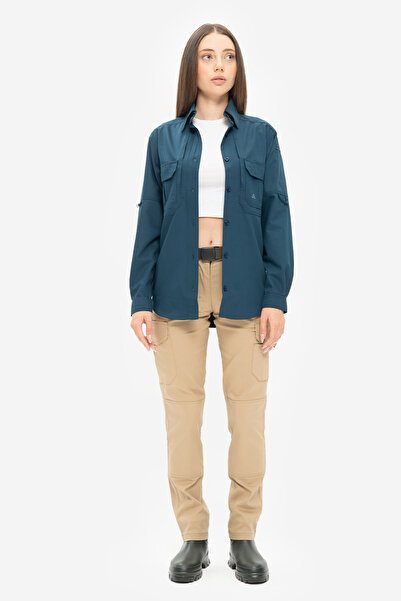 SOUTH COL Force Thin Kadın Ütü Gerektirmeyen Terletmeyen Taktik Gömlek Sırtı Fileli Ince Likralı Kumaş