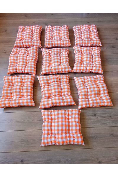 Marin Tasarım Evi 10 Pieces Orange Picnic and Cushion Set - 40x40 Cushion