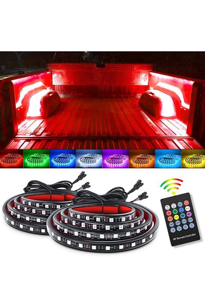 Techmaster Rgb Light Strip 2X150Cm 12V with Remote Control for Pick up Truck Decoration
