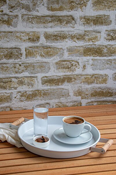 kitchen trend 3 Piece Metal Tray with Wooden Handles Tea Tray Coffee Tray Presentation Tray Set (RED,BLACK,WHITE)