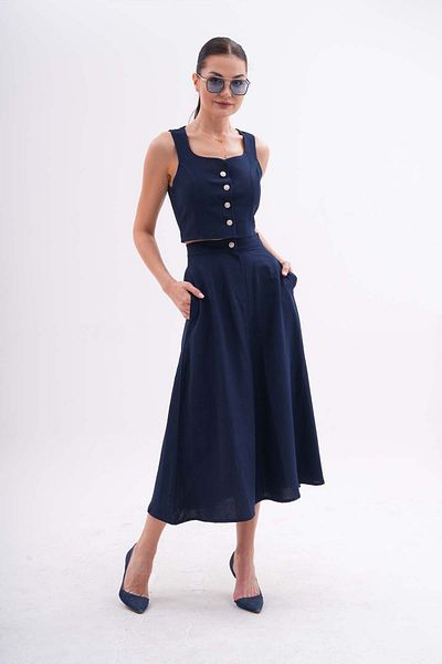 Shine Fine Buttoned Vest and Skirt Set