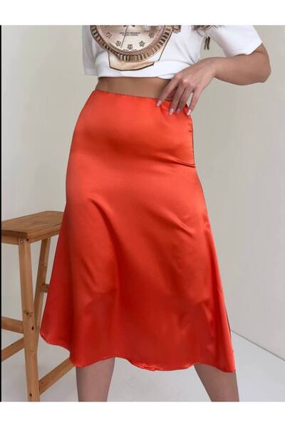 Fiori Σατέν Μίντι Φούστα - Ελαστική μέση