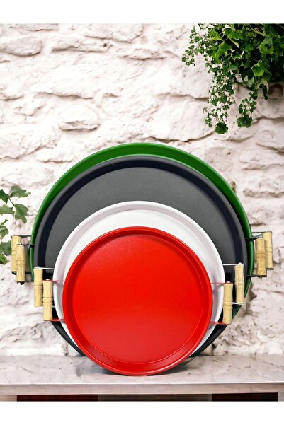 kitchen trend 4 Lü 51yeşil, 45siyah, 37beyaz, 30kırmızı Ahşap Kulplu Metal Te...