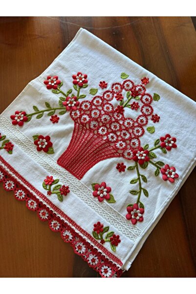 heptrend 50x90 мереживна весільна рушник - ручна робота, модель кошик