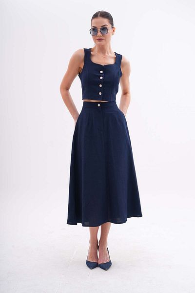 Shine Fine Buttoned Vest and Skirt Set