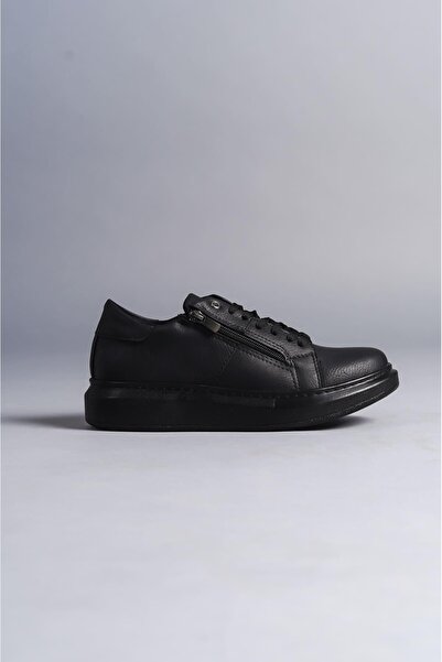 Aymood SLW155 Impact - Ανδρικό casual μαύρο αθλητικό παπούτσι με κορδόνια και φερμουάρ