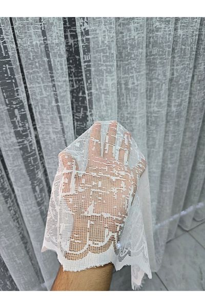 Art Perde Şantuk Tulle Curtain Tight Pleat (1/3) White Tulle Curtain Suitable for All Rooms