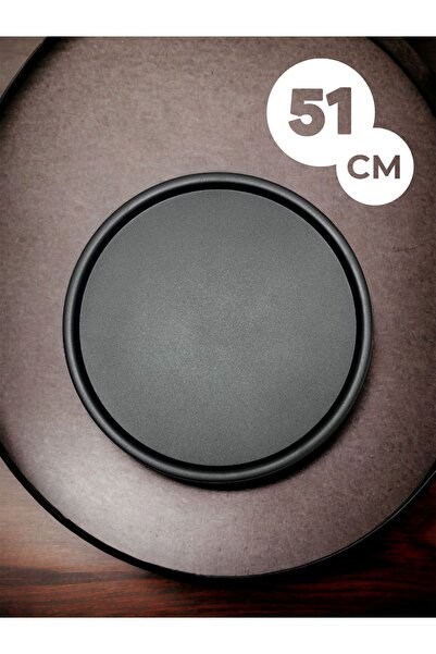 kitchen trend Tekli 51 Cm Siyah Metal Yuvarlak Çay, Kahve, Pasta, Servis Teps...