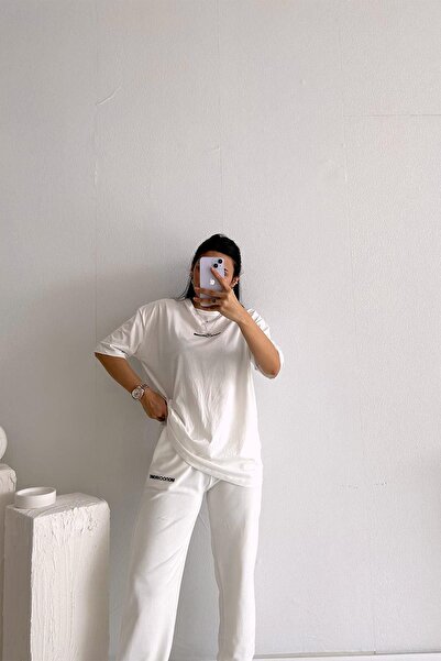 Mine Tan Butik Жіночий джоггер-тренінг з еластичним поясом і штанинами - білий