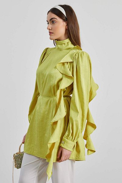 Hooopstore SHINE TUNIC WITH DRAPE ACCESSORY - OIL GREEN