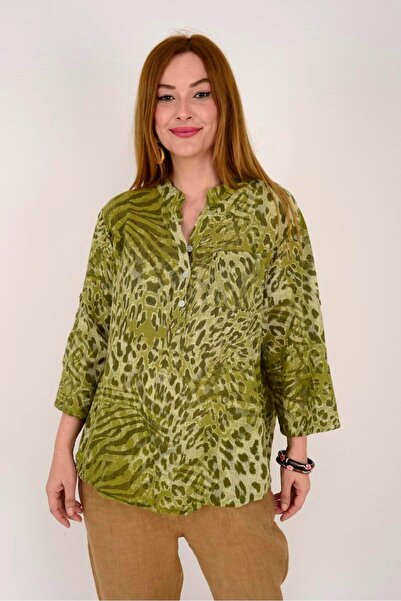 Park Moda 15455F-18 LEOPAR DESEN GÖMLEK