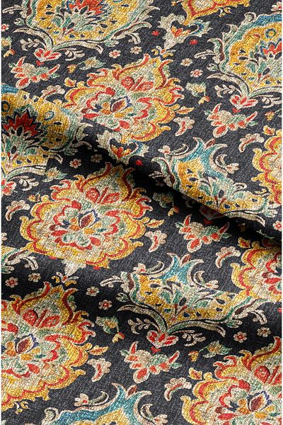 CANİLA Black Silent-Proof Patterned Digital Printed First Quality Decorative Curtain