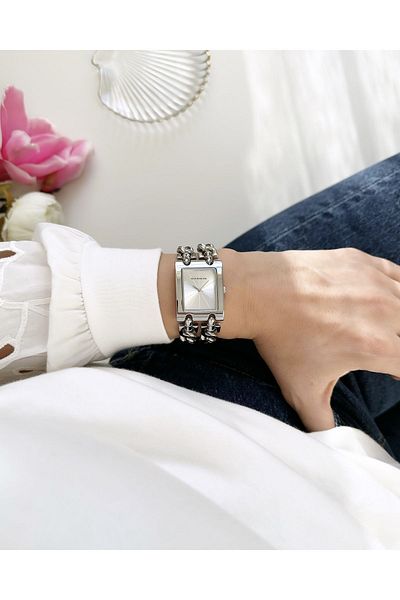 Navimarine Silver Color Double Chain Women's Wristwatch
