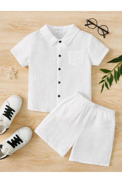 Little daisy Double Layer Set made of Organic muslin Fabric for Baby Boy