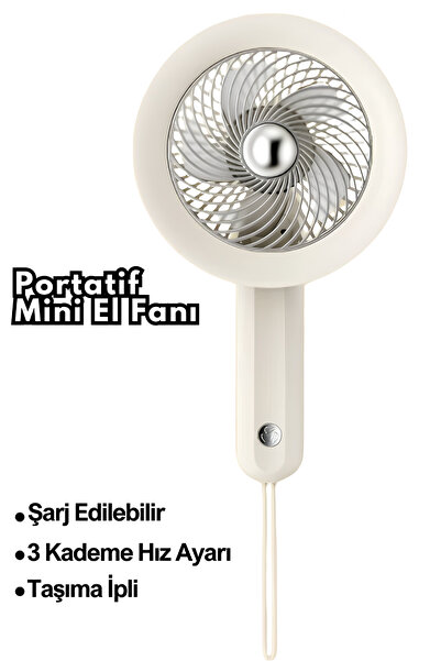 Abbruch Şarj Edilebilir Taşınabilir İpli Mini El Fanı Üç Kademe Hızlı Güçlü S...