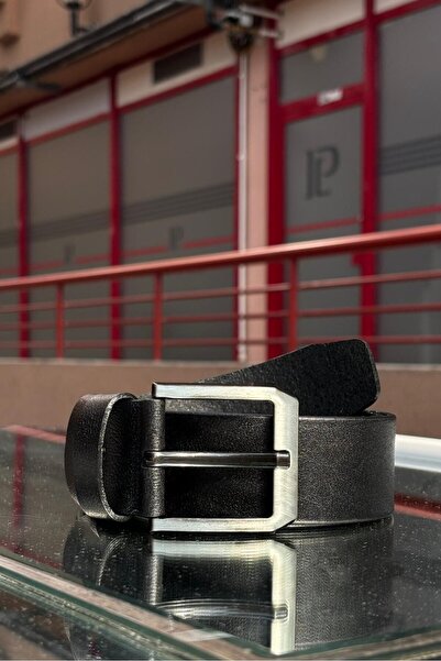 inpool حزام جلد 100% مطلي بالفضة بإبزيم للرجال - KMR03