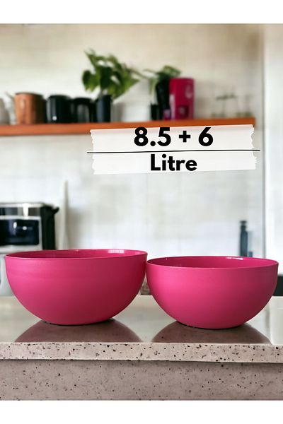 Kitcware 2 وعاء دائري كبير الحجم - سلطة، خضروات فواكه ووعاء تقديم، حوض عجين
