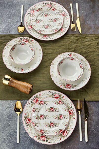 NOVVO Rose New Bone 24 Parça Yemek Takımı