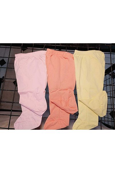 Terry Set of 3 Plain Pajamas for Newborns - with Booties