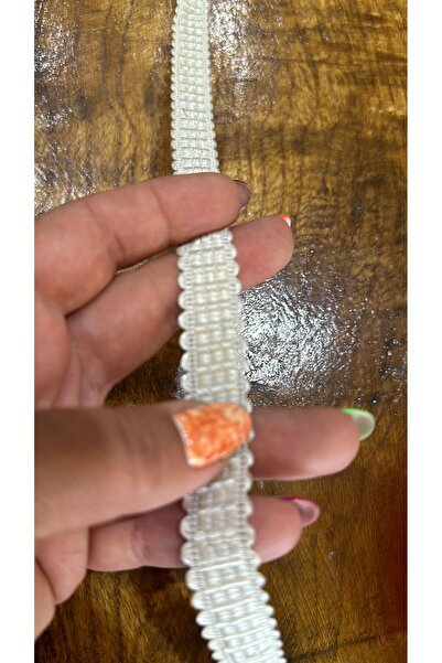 Gönülden Tasarım Panglică pentru tricotaj brodat strălucitor - Piping de cusut, 1 cm (1 metru), culoare crem