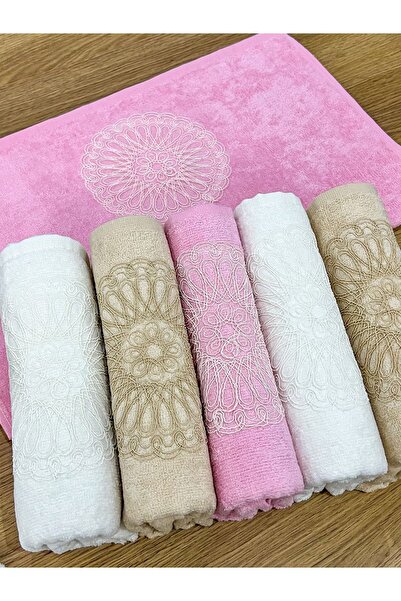 AYHANHOME Набір розкішних рушників для обличчя Ceyizlik 50x90 6 шт з вишитим візерунком від французького виробника Gupur