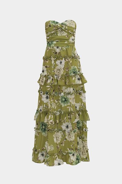 Açelya Okcu Strapless Premium Maxi Women's Dress - Ruffle Detailed