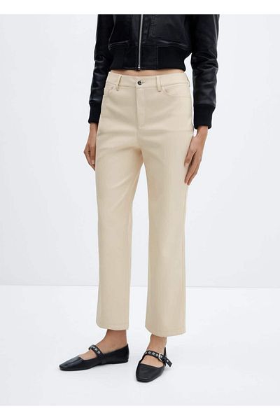 MANGO Woman Leather look straight cut pants