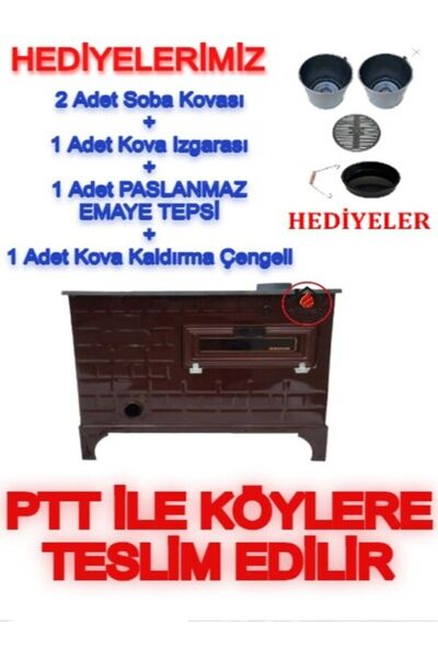 sobapark Kovalı Kuzine Odun Kömür Sobası - Uyuyan Soba Fırınlı Maşinga Soba Döküm Soba