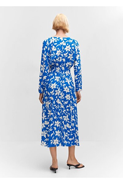 MANGO Woman Buruşuk detaylı desenli elbise