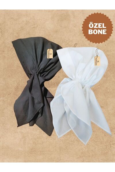 Tergek 2'li Lastikli Bandana Siyah Beyaz Pratik Günlük Spor Ev Aşçı Doktor He...