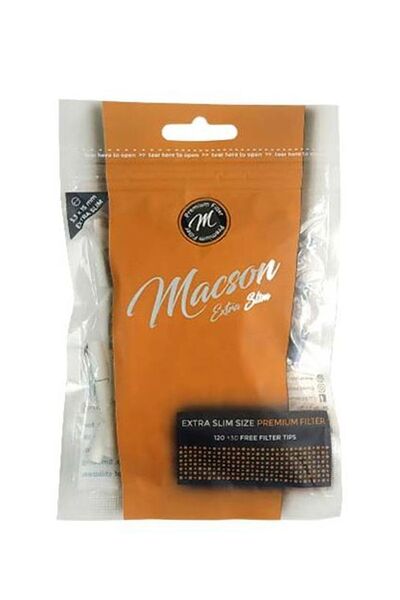 MACSON Premium Ekstra Slim Tutun Filtresi Sigara Sünger Ağızlık Zıvana 5.3 mm...